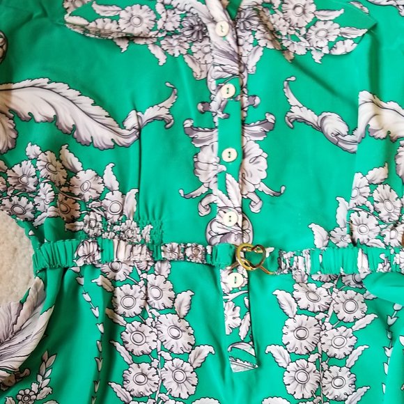 Yoana Baraschi silk dress, green white floral, 4 - Picture 8 of 14